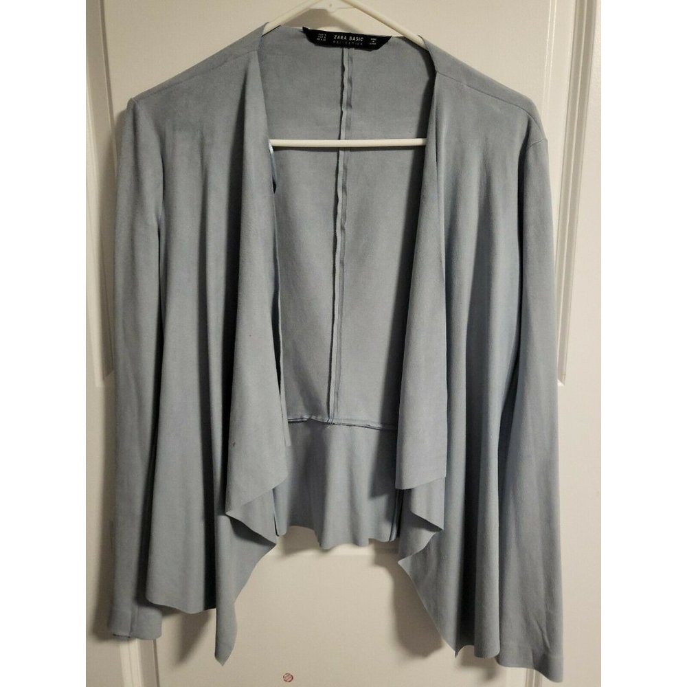 Zara Basic Duck Egg Edge To Edge Soft open Jacket Size S